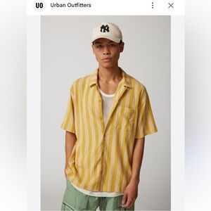 NWT URBAN OUTFITTTERS STANDART CLOTH LIAM YELLOW STRIPES CRINCKLE SHIRTS SZ XXL
